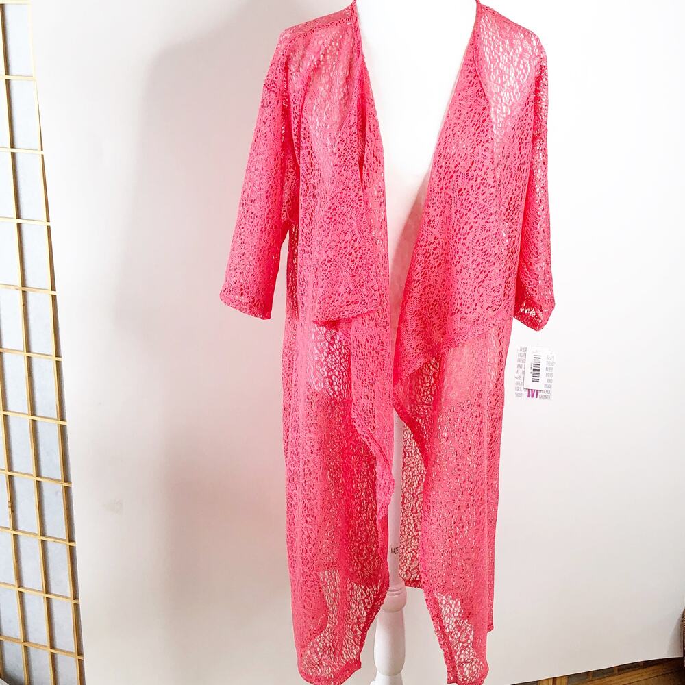 LulaRoe Womens Kimono medium coral NEW with tags style Shirley length, 41 “